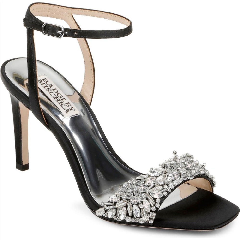 Badgley Mischka Collection Rider Black Open Toe Heel Size 5